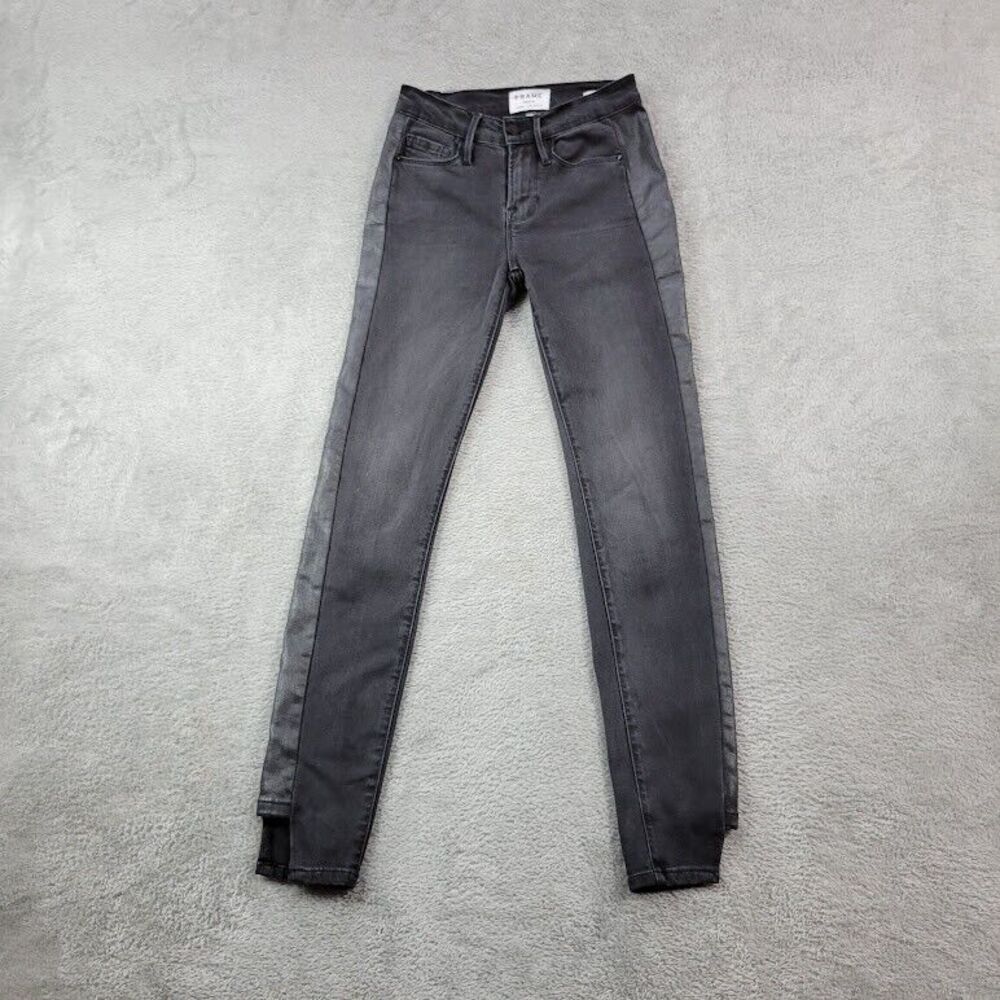 Frame Le Skinny de Jeanne Jeans Womens 24X28 Black Step Hem Coated Sides